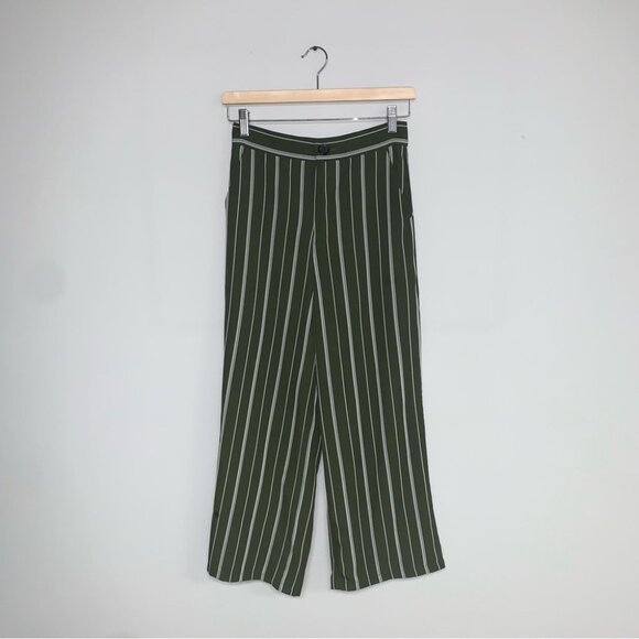 emory park Trousers Size Small Striped Green White Wide Leg Pants Lined NWOT - Picture 2 of 10